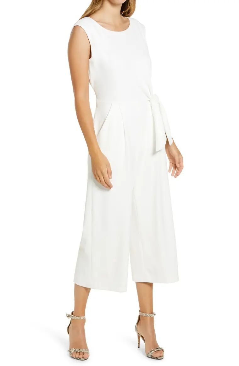 Side Tie Crepe Crop Jumpsuit | Nordstrom