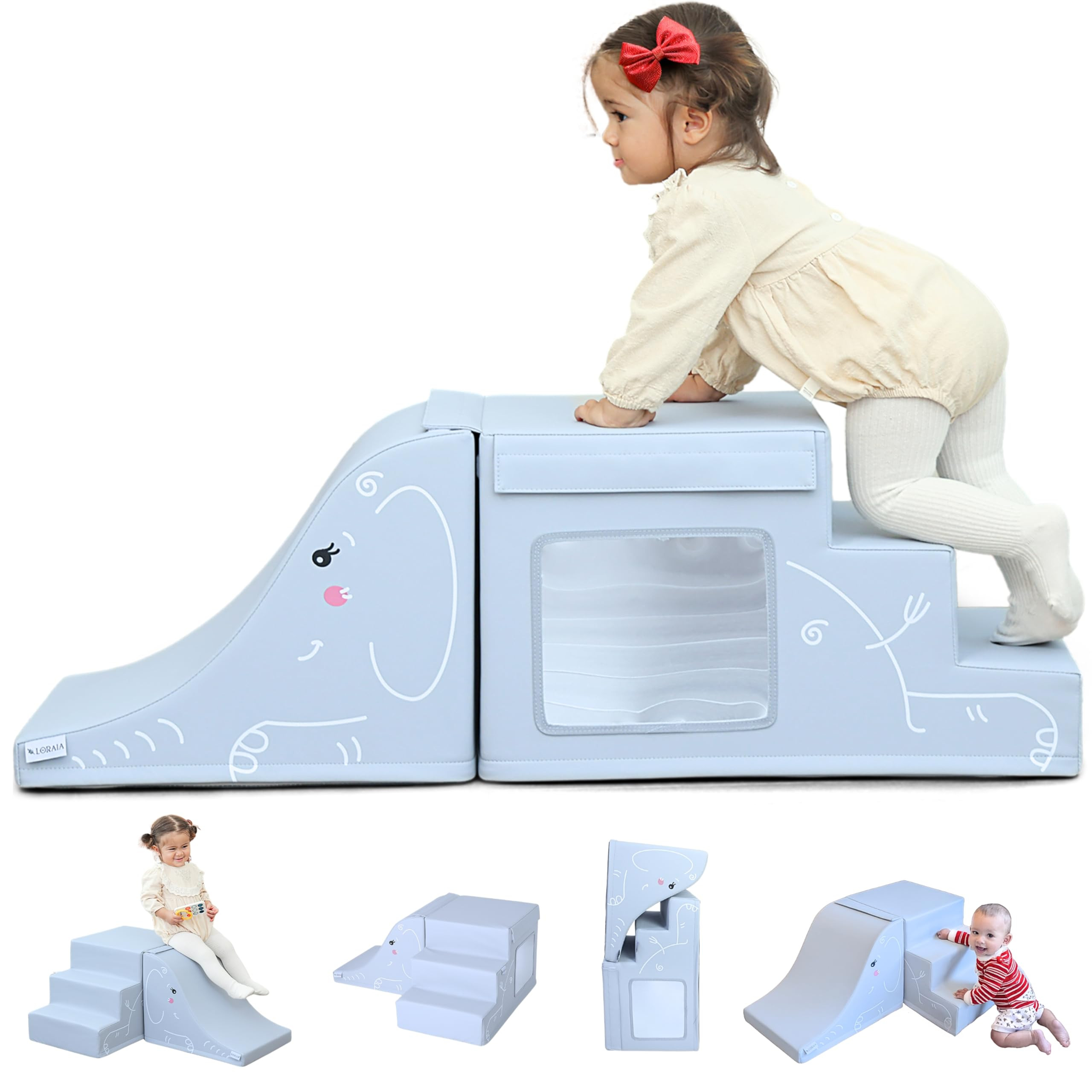 LORAIA® Non-Toxic Foam Climbing Blocks for Toddlers -Large Vegan Leather Baby Climbing Blocks - ... | Amazon (US)