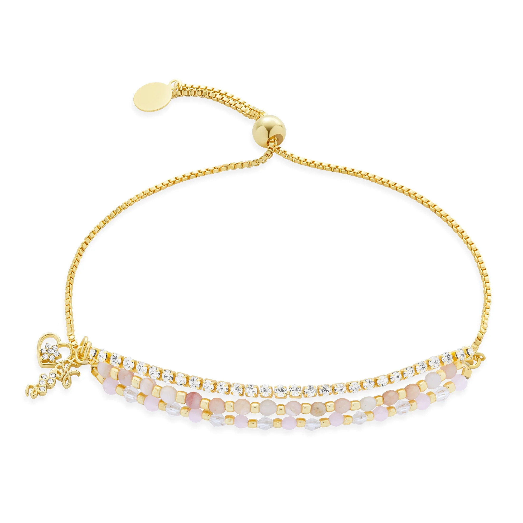 Believe by Brilliance Gold Plated Triple Strand with Pink Crystals, Love Bracelet | Walmart (US)
