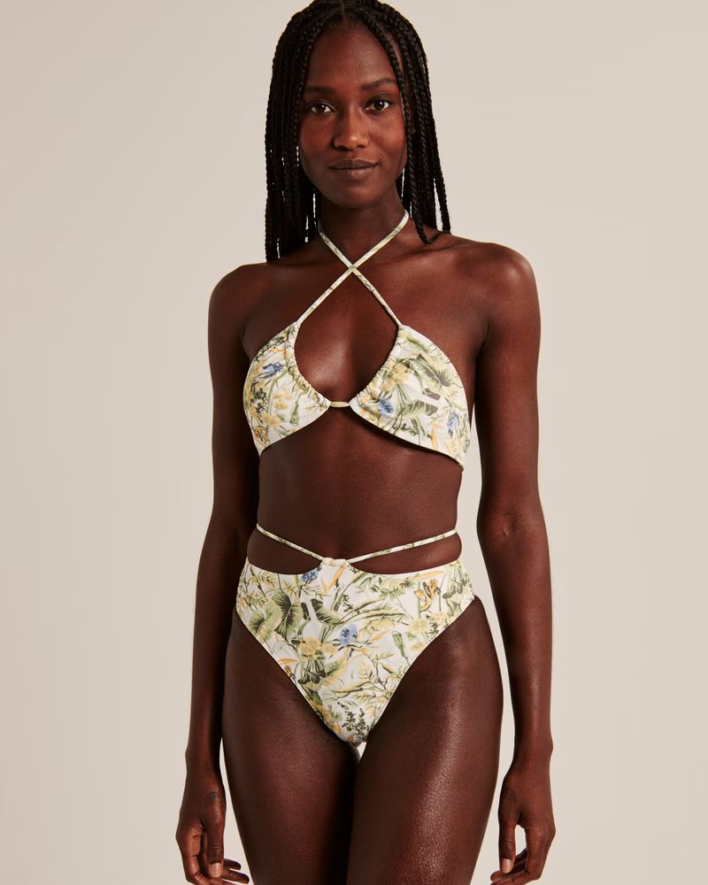 Women's Shimmer Strappy High-Waist High-Leg Cheeky Bottoms | Women's Swimwear | Abercrombie.com | Abercrombie & Fitch (US)