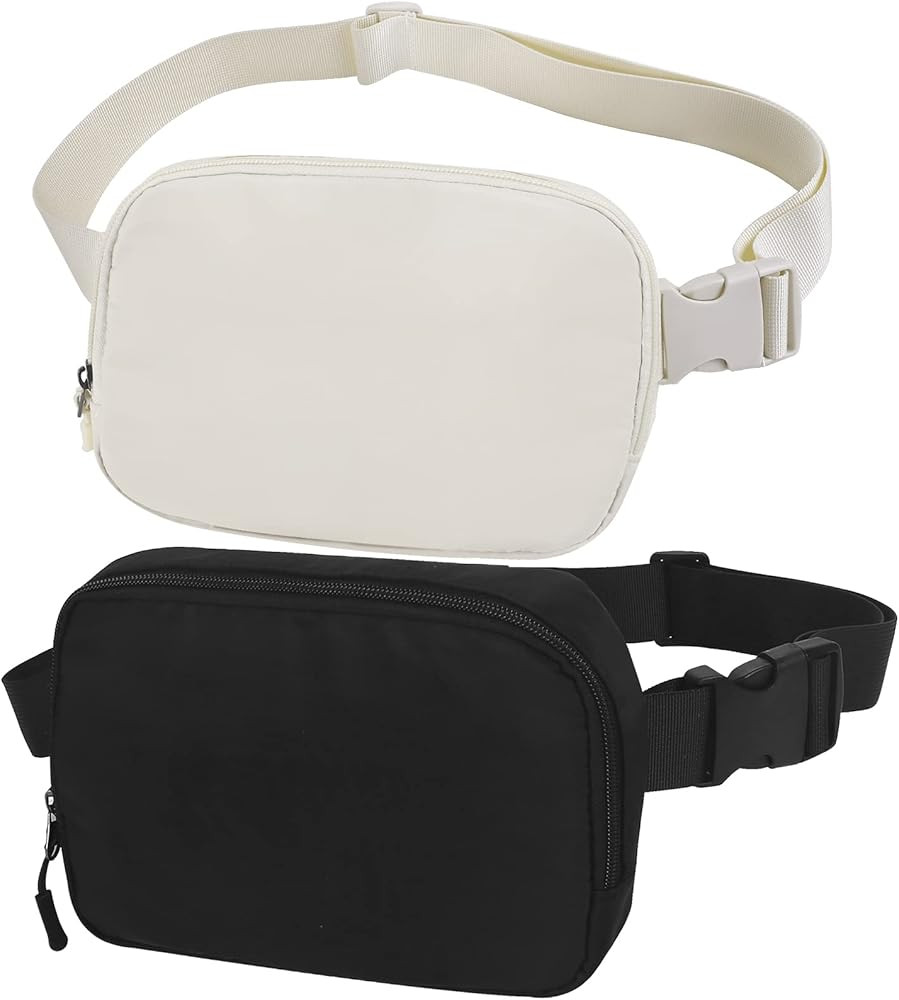 Amazon.com | 2Pack Unisex Fanny Belt Bag with Adjustable Strap Fashionable Mini Waist Packs for R... | Amazon (US)