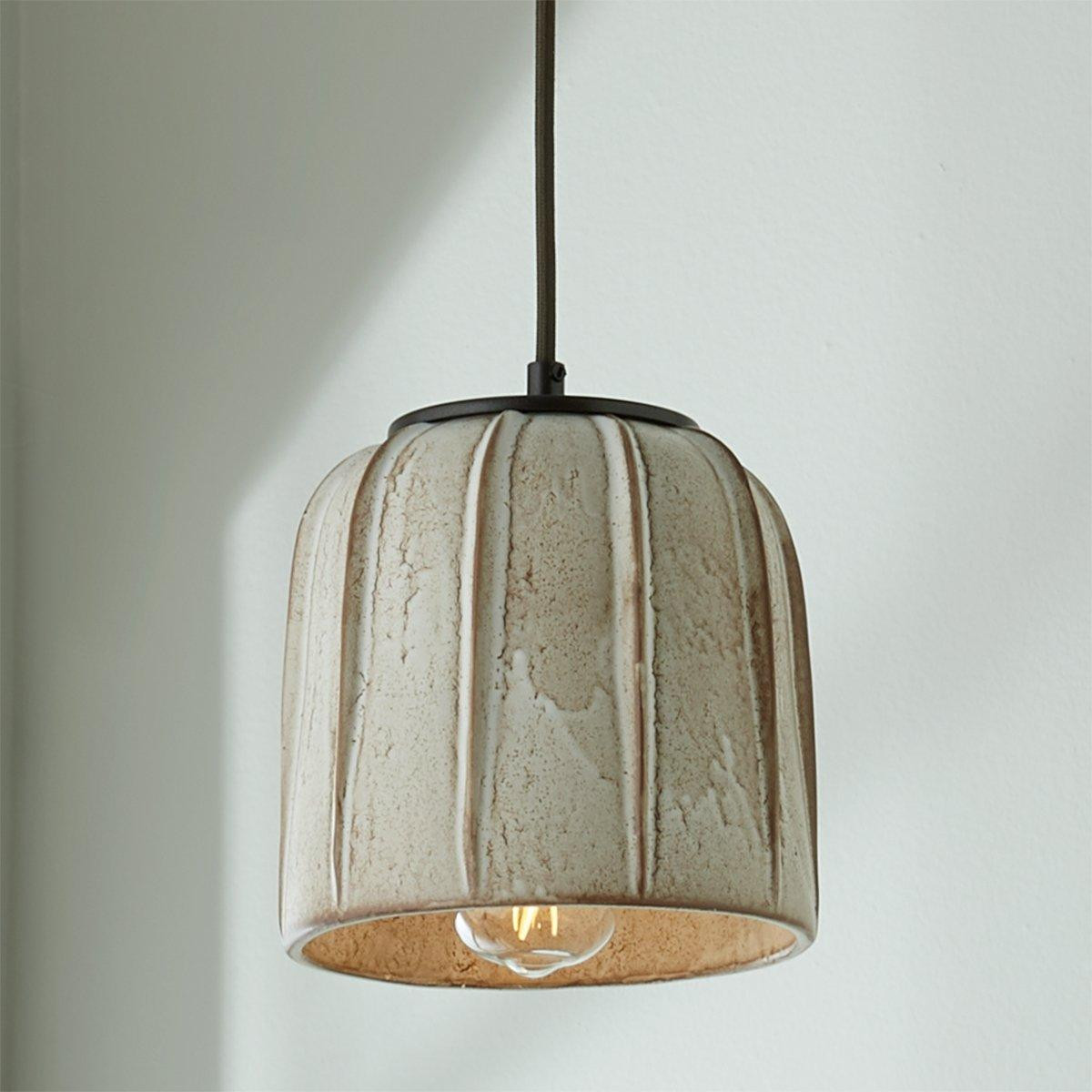 Distressed Cream Ridged Pot | Shades of Light