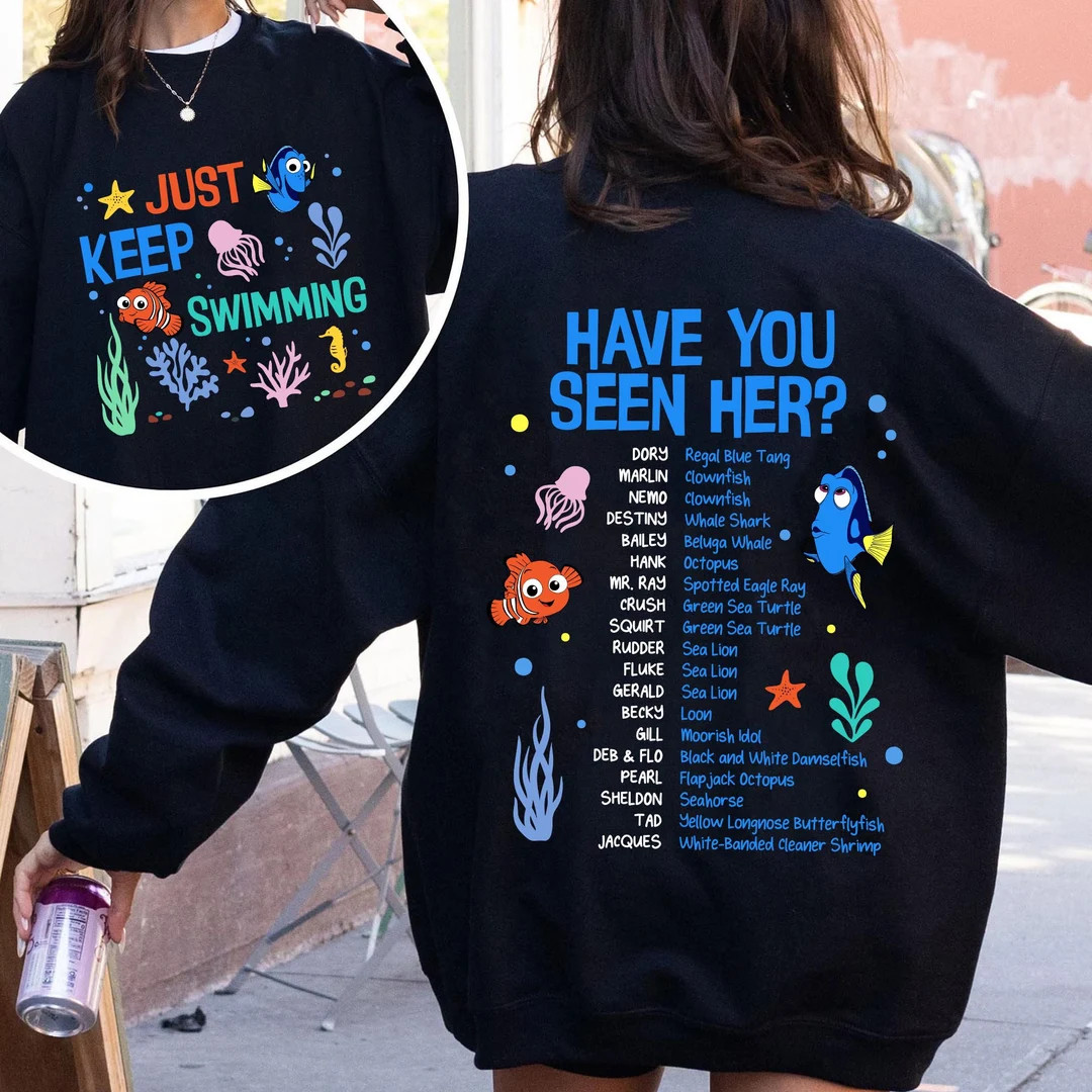 Two Sided Finding Nemo Dory Just Keep Swimming Comfort Colors Shirt, Disney Friends T-shirt, Disn... | Etsy (US)