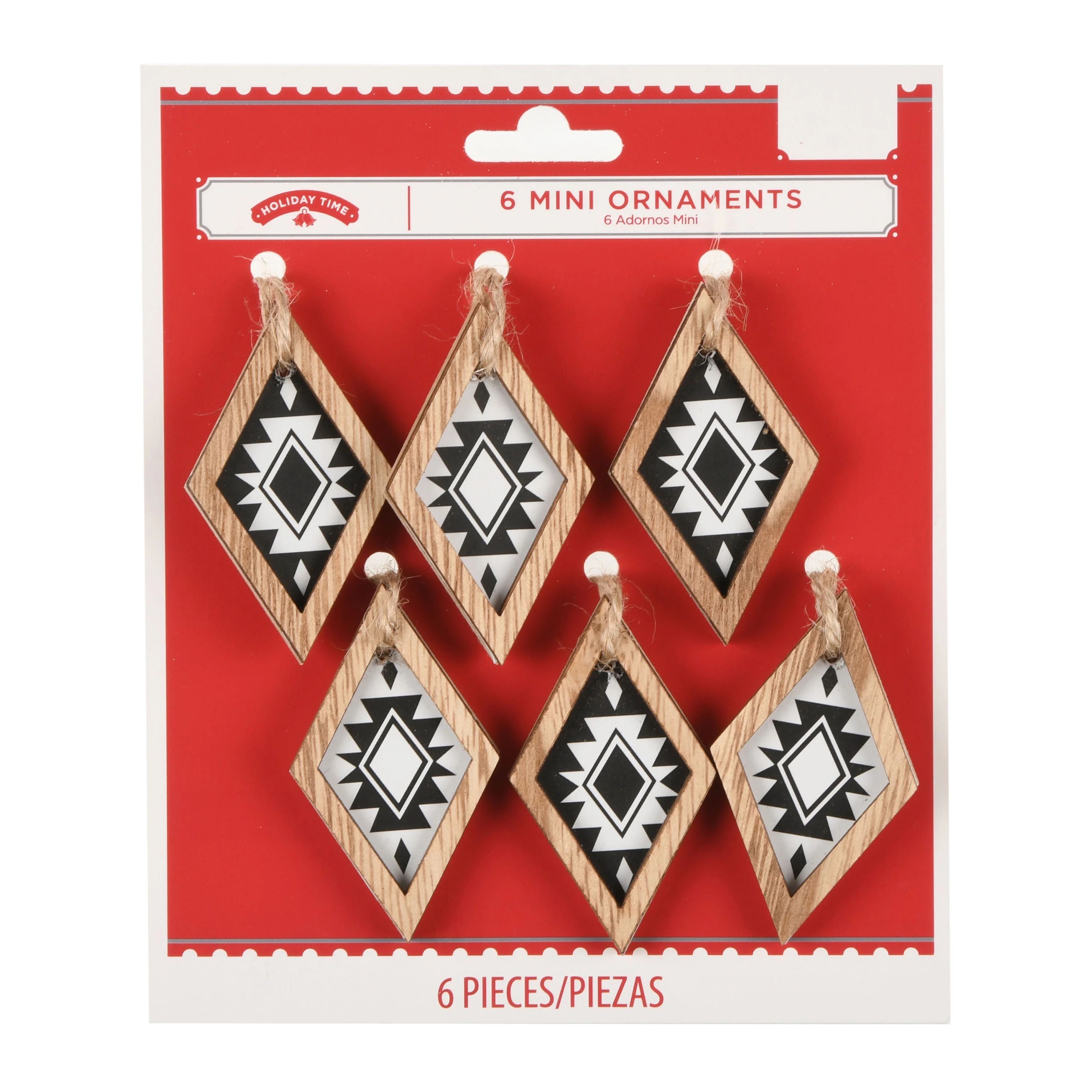 Holiday Time Black and White Diamond-Shaped Ornaments, 6.13", 6 Count - Walmart.com | Walmart (US)