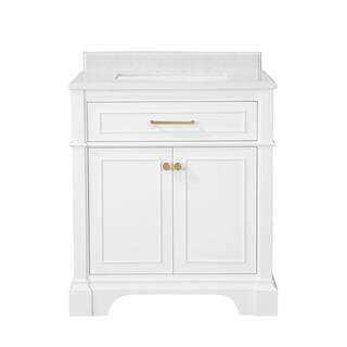 Melpark II 30 in. W x 22 in. D x 34.5 in. H Bath Vanity in White with White Cultured Marble Top | The Home Depot
