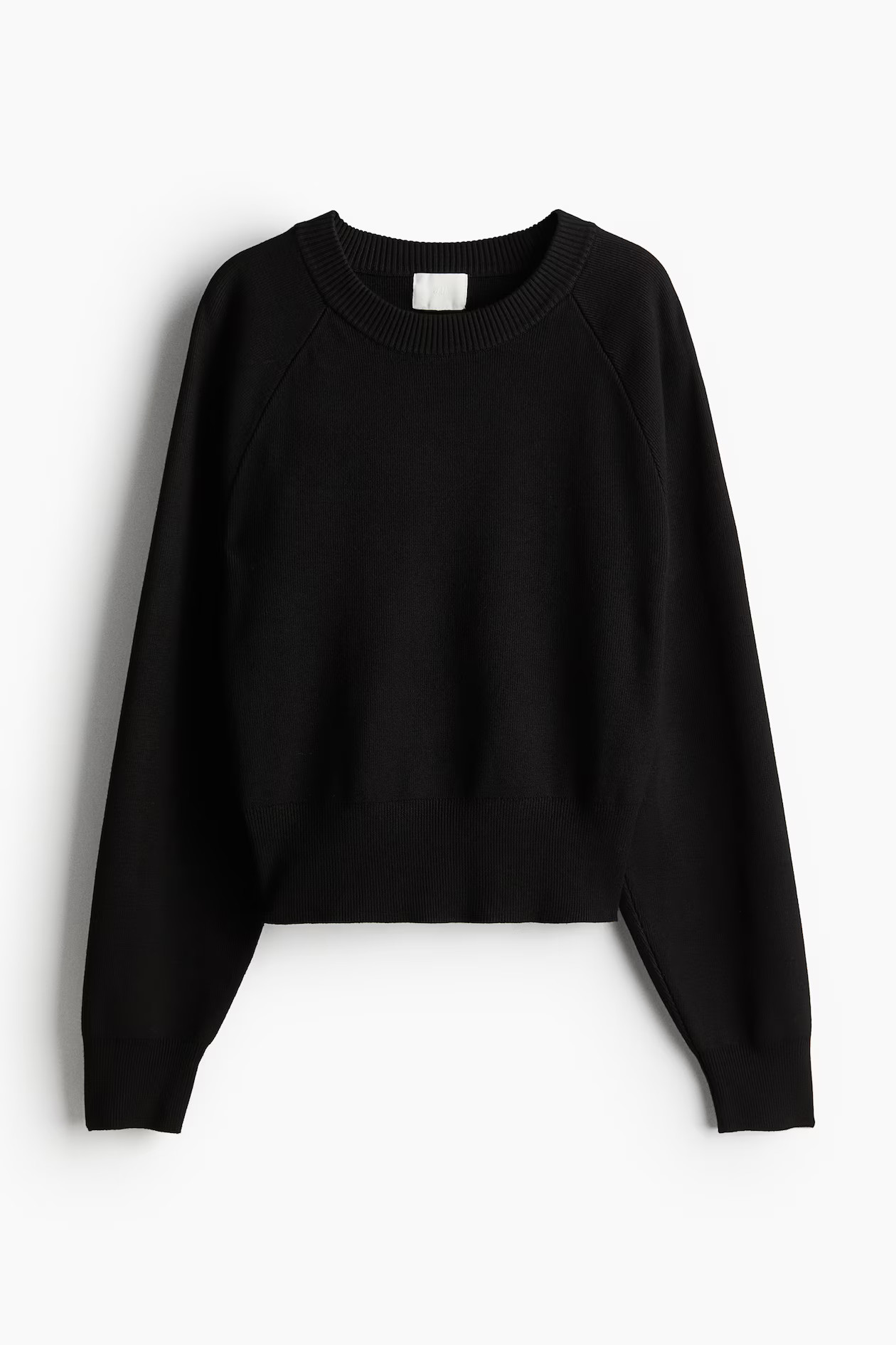 Short jumper - Round neck - Long sleeve - Black - Ladies | H&M GB | H&M (UK, MY, IN, SG, PH, TW, HK)