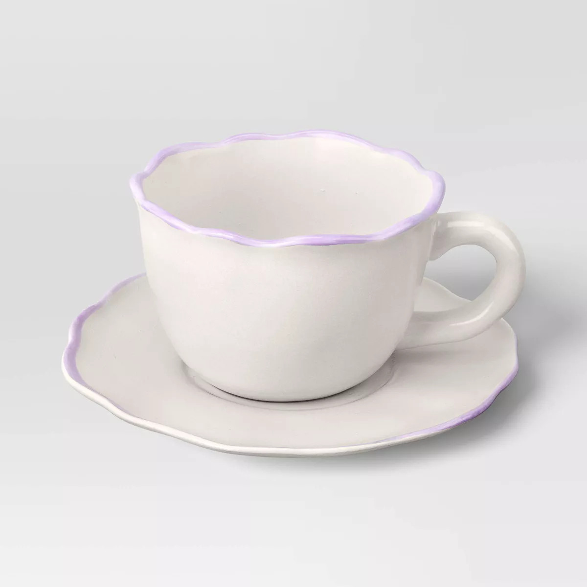 10 fl oz Easter Stoneware Rimmed Tea Cup and Saucer Plate Purple - Threshold™ | Target
