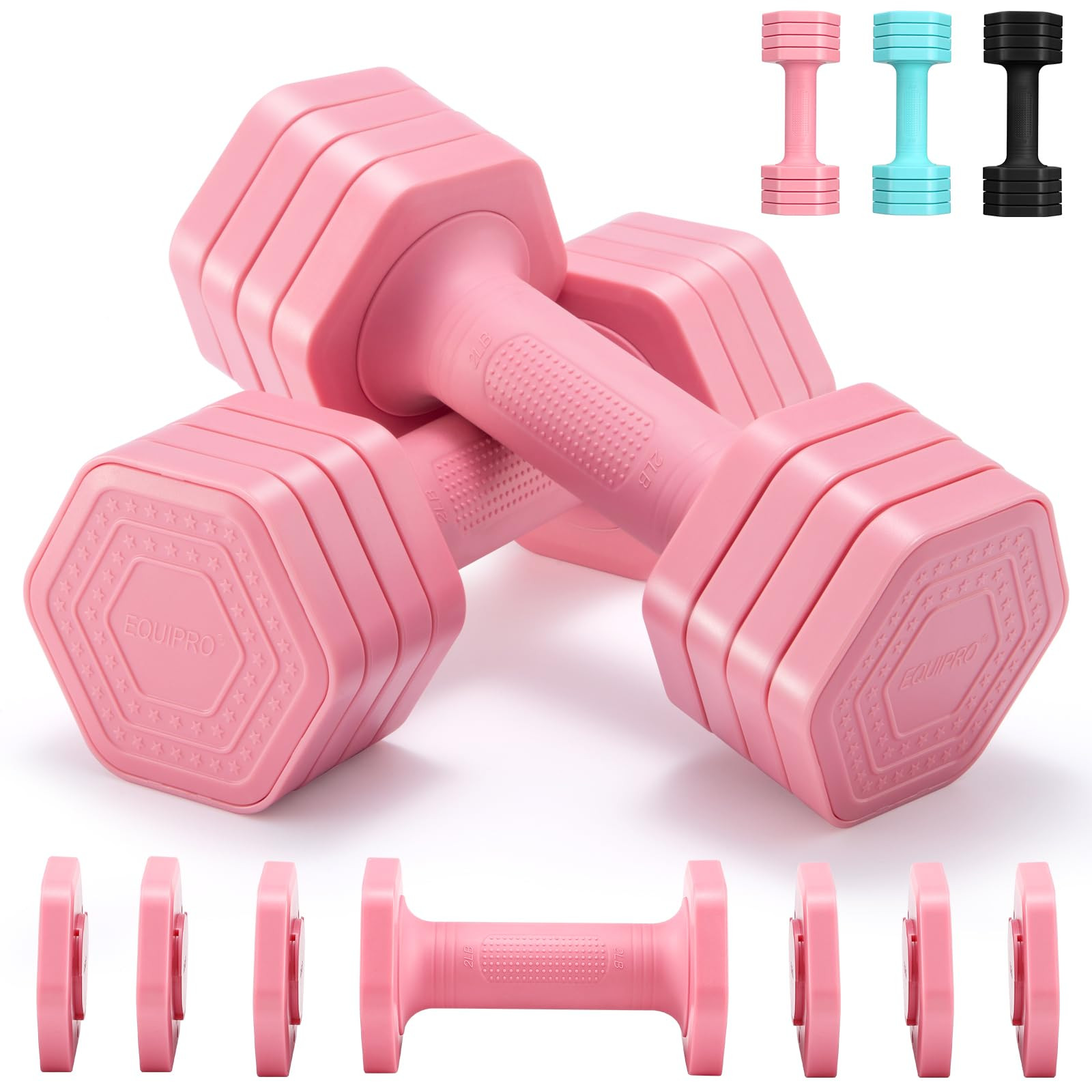 Adjustable Dumbbell Set, 4 in 1 Free Weights Dumbbells Set for Women, Weights for Women at Home, ... | Amazon (US)