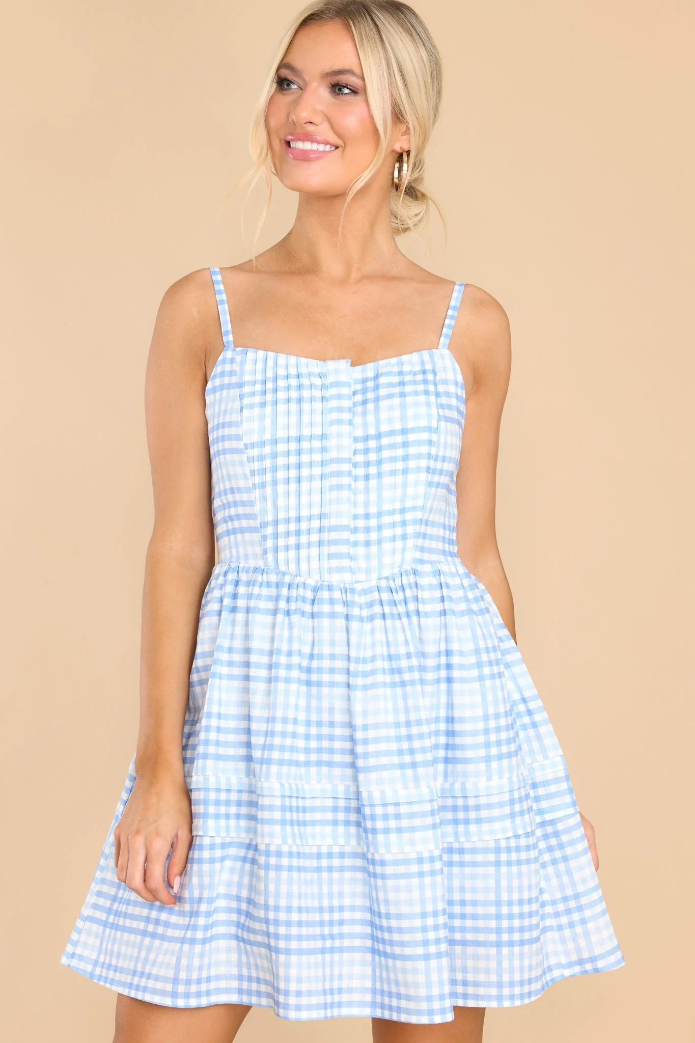 Alive And Free Blue Gingham Romper Dress | Red Dress 