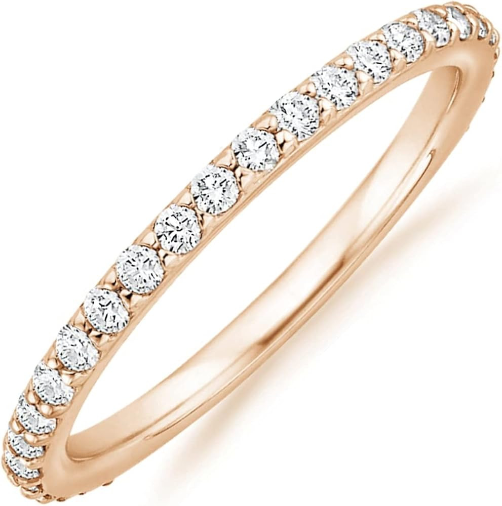 PAVOI 14K Gold Plated Cubic Zirconia Diamond Stackable Eternity Bands for Women | Amazon (US)