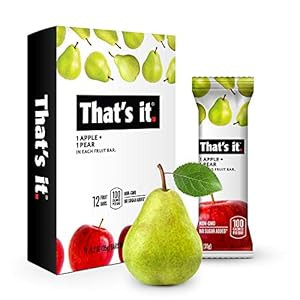 That's it. Apple + Pear 100% Natural Real Fruit Bar, Best High Fiber Vegan, Gluten Free Healthy S... | Amazon (US)