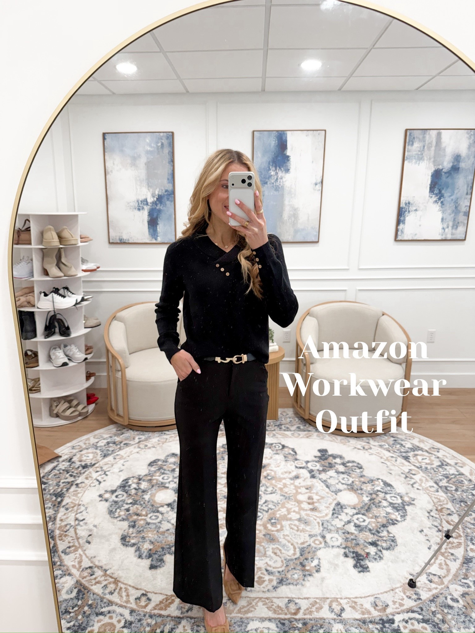 ✨Wearing size small in both!
Polished, flattering, and so comfortable—this all-black Amazon workwear look is a staple you’ll reach for again and again.
The henley-style sweater adds a little detail while keeping it classic, and these pull-on pants feel like leggings but look office-ready. Pair with a belt and heels to finish it off!

#LTKSeasonal #LTKFindsUnder100 #LTKWorkwear
