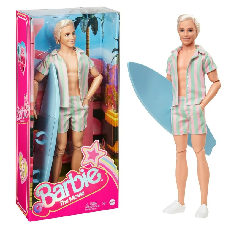 Barbie The Movie Ken Doll Wearing Pastel Striped Beach Matching Set - Walmart.com | Walmart (US)