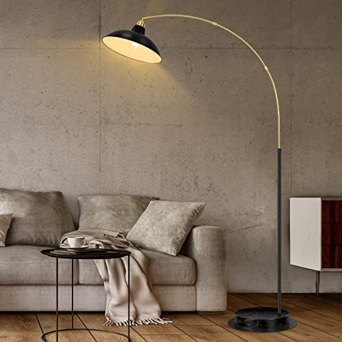 Arc Floor Lamp for Living Room, Marble Base Standing Lamp - Black Gold Floor Lamps with 360° Rot... | Amazon (US)