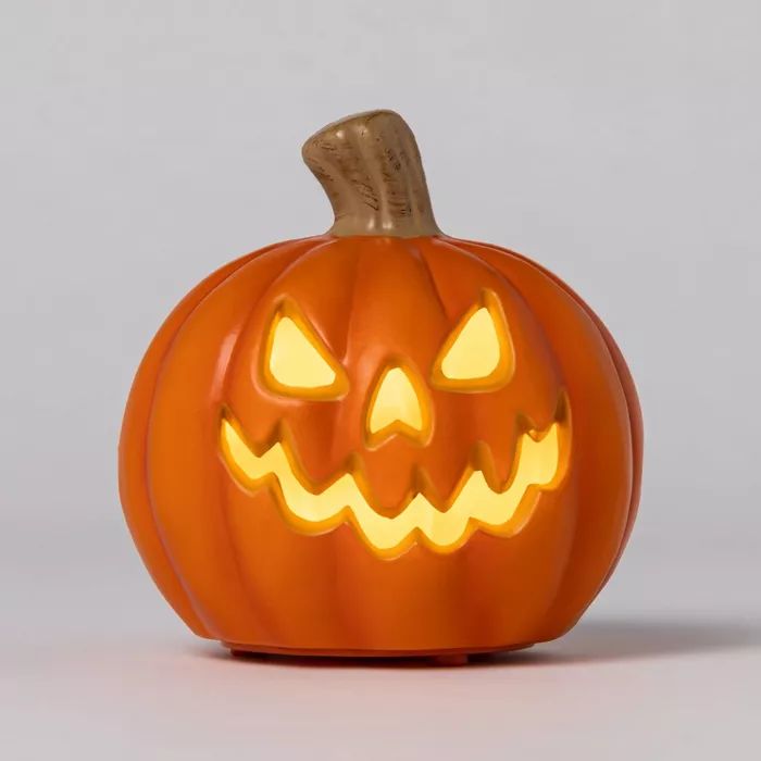 5" Lit Pumpkin with Scary Happy Face Orange Halloween Decorative Prop - Hyde & EEK! Boutique™ | Target