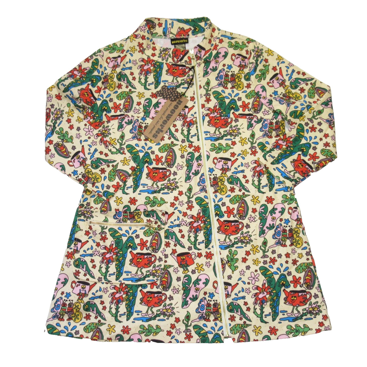 NWT Nooworks The Art Teacher in Bug Out Cotton Twill Zip Short Mini Dress XXL | eBay US