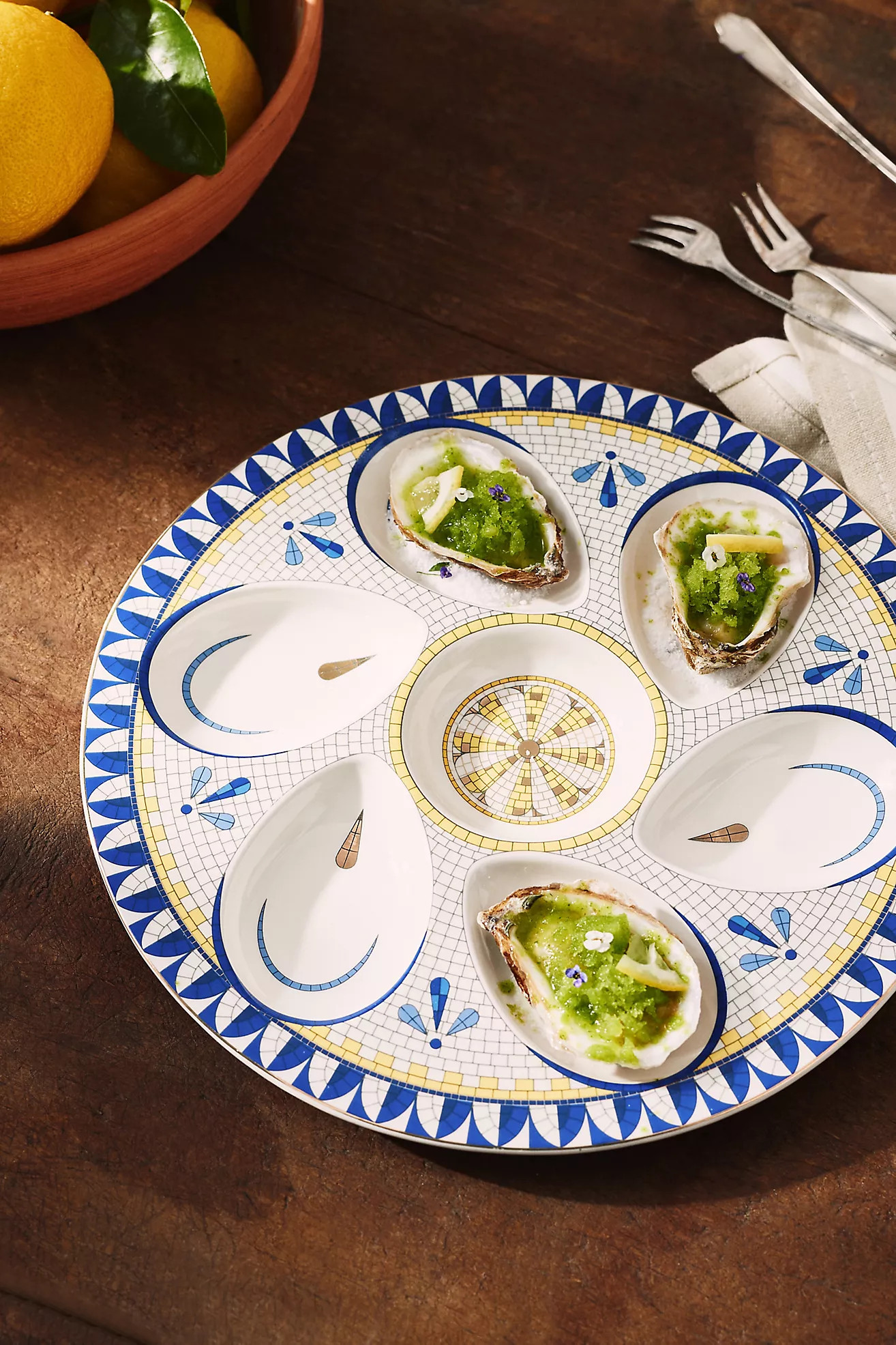Bistro Tile Stoneware Oyster Serve Platter: Italia Edition | Anthropologie (US)