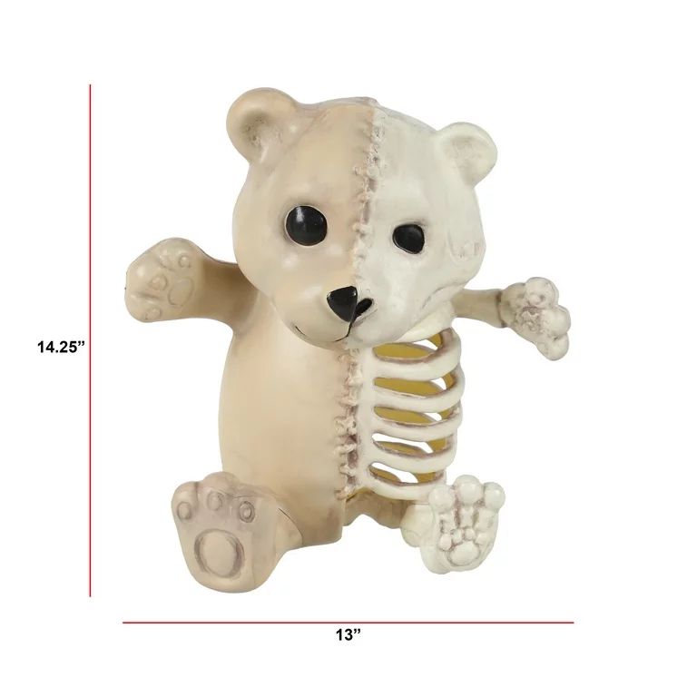 Halloween Large Half Teddy Half Skeleton Halloween Decoration, 14.25 in, by Way To Celebrate | Walmart (US)