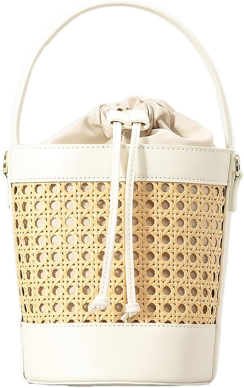 LinYooLi Straw Beach Bag for Women Woven Rattan Bucket Purses and Handbags Straw Crossbody Bag wi... | Walmart (US)