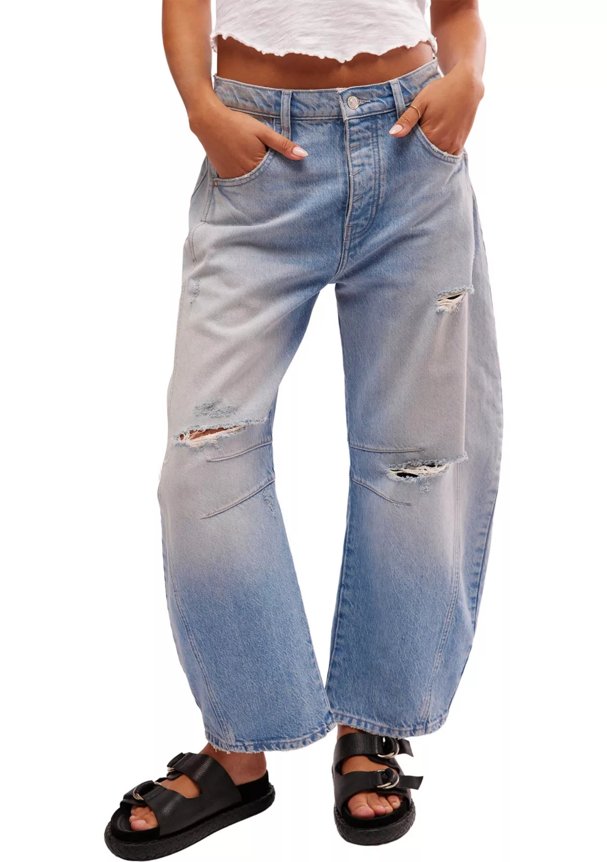 We The Free Good Luck Mid-Rise Barrel Jeans | Belk