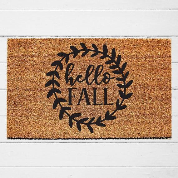 Hello Fall Doormat | Autumn Welcome Mat | Fall Farmhouse Front Porch Decor | Seasonal Welcome Mat... | Etsy (US)
