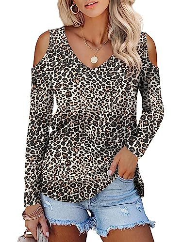Amoretu Ladies Tops Long Sleeve T Shirts Casual Relaxed Fit Tunic Tee, Leopard Printed M | Amazon (US)
