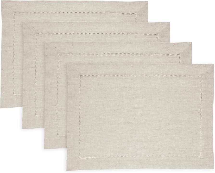 Solino Home Light Natural Linen Placemats Set of 4 – 100% Pure Linen Cloth Placemats 14 x 19 In... | Amazon (US)