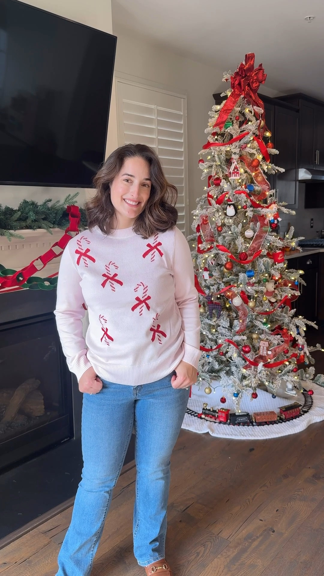 This festive pink sweater with sparkly candy canes is such a fun holiday statement 🎀 Perfect for Christmas parties, school events, or cozy holiday days when you still want to feel festive. Easy to style with jeans or dress up with trousers. 

#LTKWorkwear #LTKmomlife #LTKHoliday