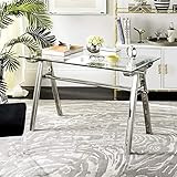 Safavieh Home Collection Elza Glass Top Metal Desk, Silver | Amazon (US)