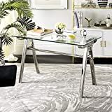 Safavieh Home Collection Elza Glass Top Metal Desk, Silver | Amazon (US)