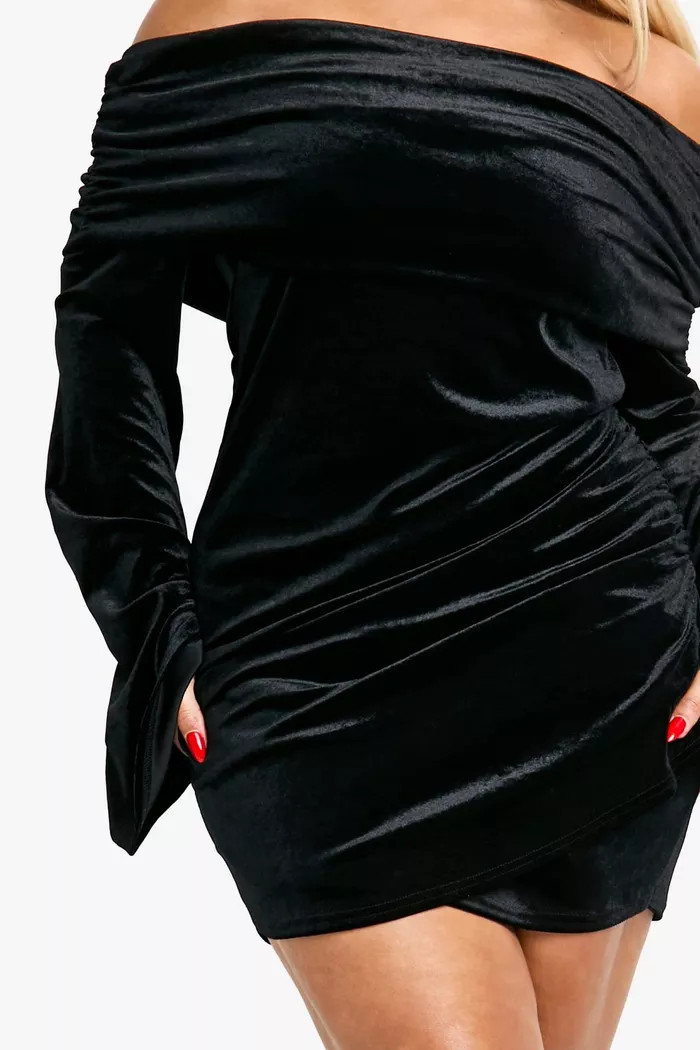 Plus Velvet Off Shoulder Wrap Dress | boohoo (US & Canada)