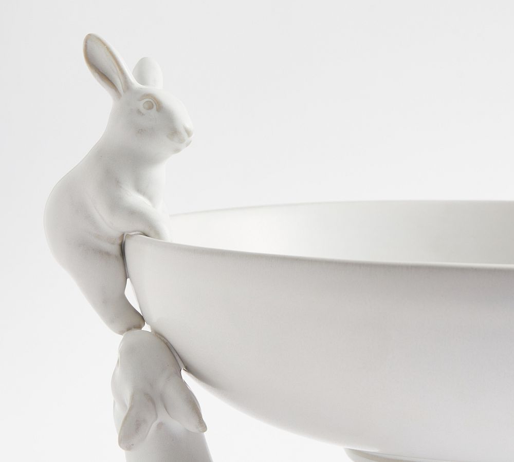 Rustic Bunny Handcrafted Stoneware Serving Bowl | Pottery Barn (US)