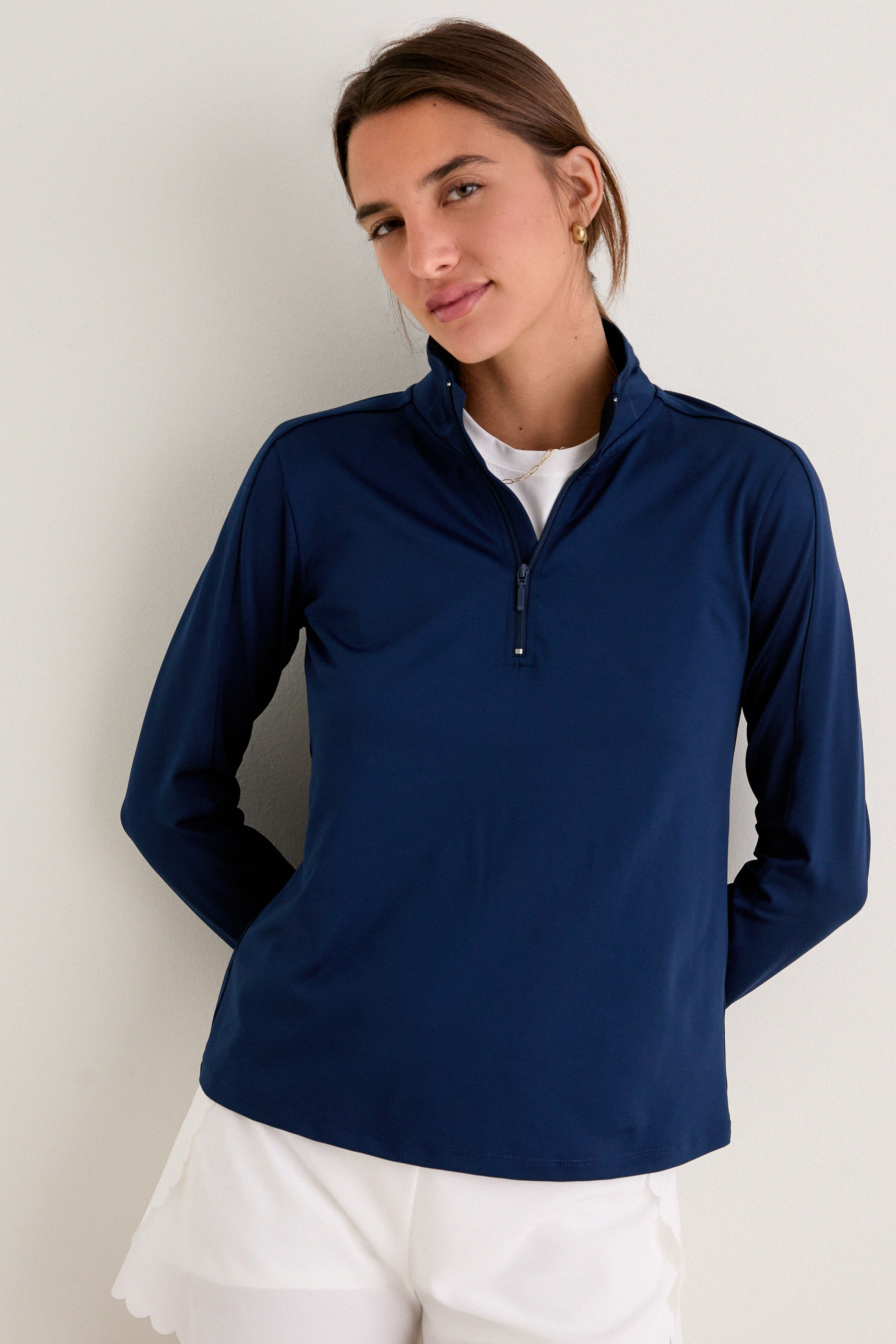 Navy Performance Jersey Carver Quarter Zip Tee | Tuckernuck (US)