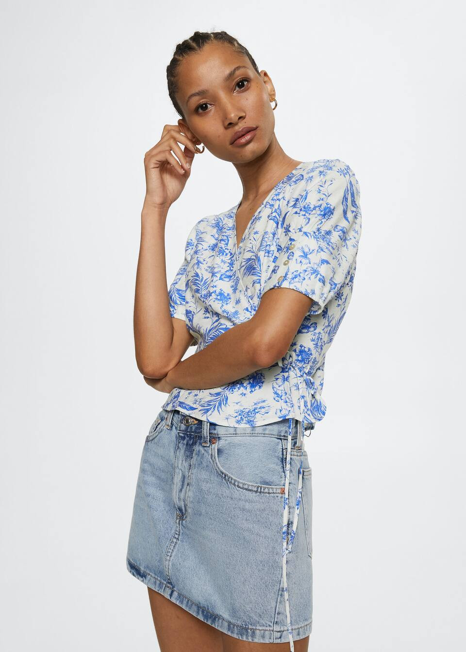 Wrap printed blouse | MANGO (US)