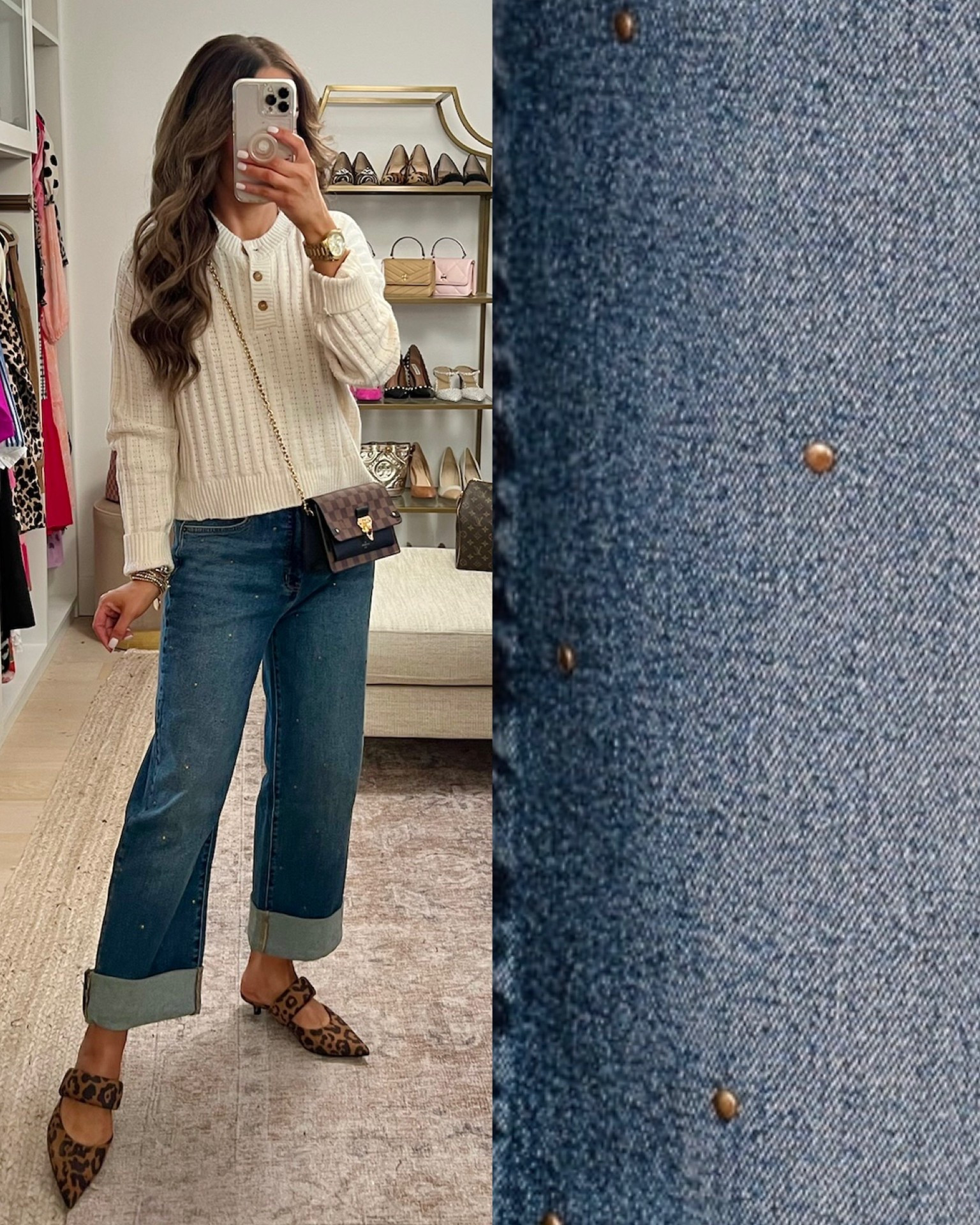 Wearing size 2 in jeans and S on top 