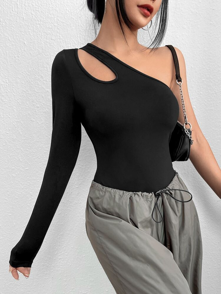 SHEIN BAE One Shoulder Cut Out Bodysuit | SHEIN