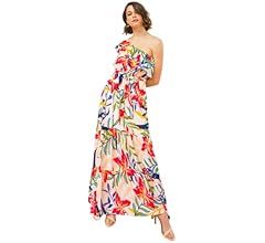 Flying Tomato Off Shoulder Bohemian Maxi Dress - Off Shoulder Ethnic Floral Print Sundress with Wais | Amazon (US)