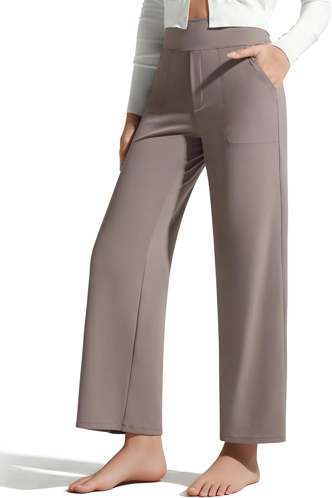 G4Free BareFeel 7/8 Length Wide Leg Yoga Pants for Women with Pockets High Stretch Waist Copped P... | Amazon (US)