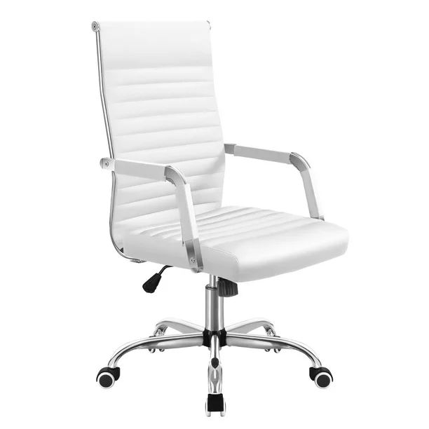 Lacoo Mid-Back Faux Leather Office Desk Chair Executive Conference Task Chair with Arms, White - ... | Walmart (US)