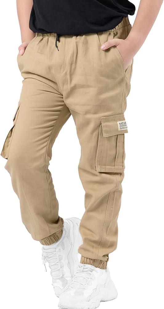 Boys Cargo Joggers Drawstring Jogging Pants Kids Elastic Waist Trousers 5-14 Years | Amazon (US)