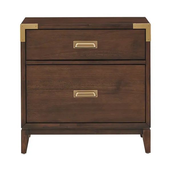 Khourush 26" Wide 2 - Drawer Campaign Nightstand by iNSPIRE Q Modern - Overstock - 36060983 | Bed Bath & Beyond
