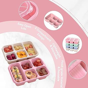 RFSLDUN Bento Lunch Box with Reusable, 5 Compartment Bento Box for 4 Pack, Bento Snack Containers... | Amazon (US)