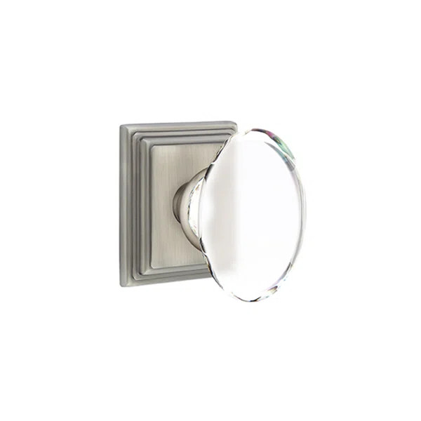 Emtek Passage Knobset w/ Wilshire Rosette and Hampton Glass Knob | Wayfair North America