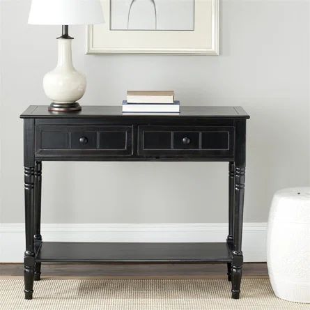 Canora Grey Safavieh American Homes Collection Samantha Distressed/Black 2-Drawer Console Table,M... | Wayfair North America