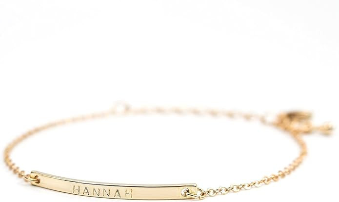 Petite Boutique 16K Gold Your Name Bar Bracelet Personalized gift Gold Plated bar Delicate Hand S... | Amazon (US)