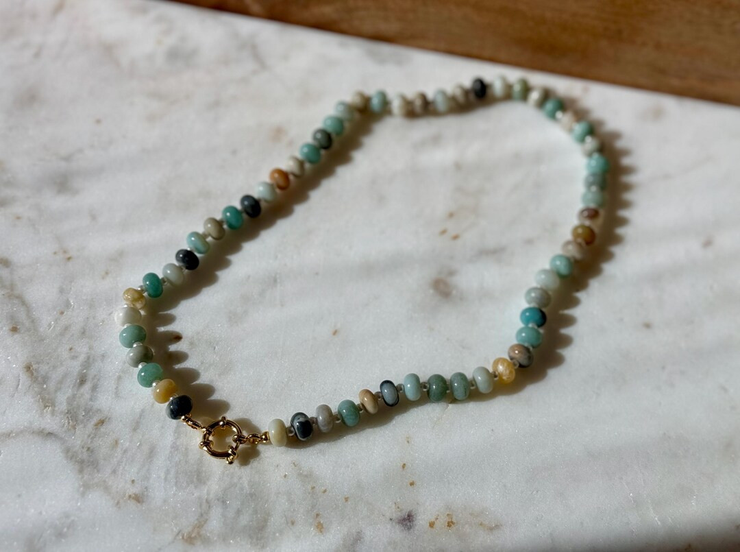 Natural Gemstone Necklace / Amazonite Pearls With Gold Filled Hardware Custom Sizing Available - ... | Etsy (US)