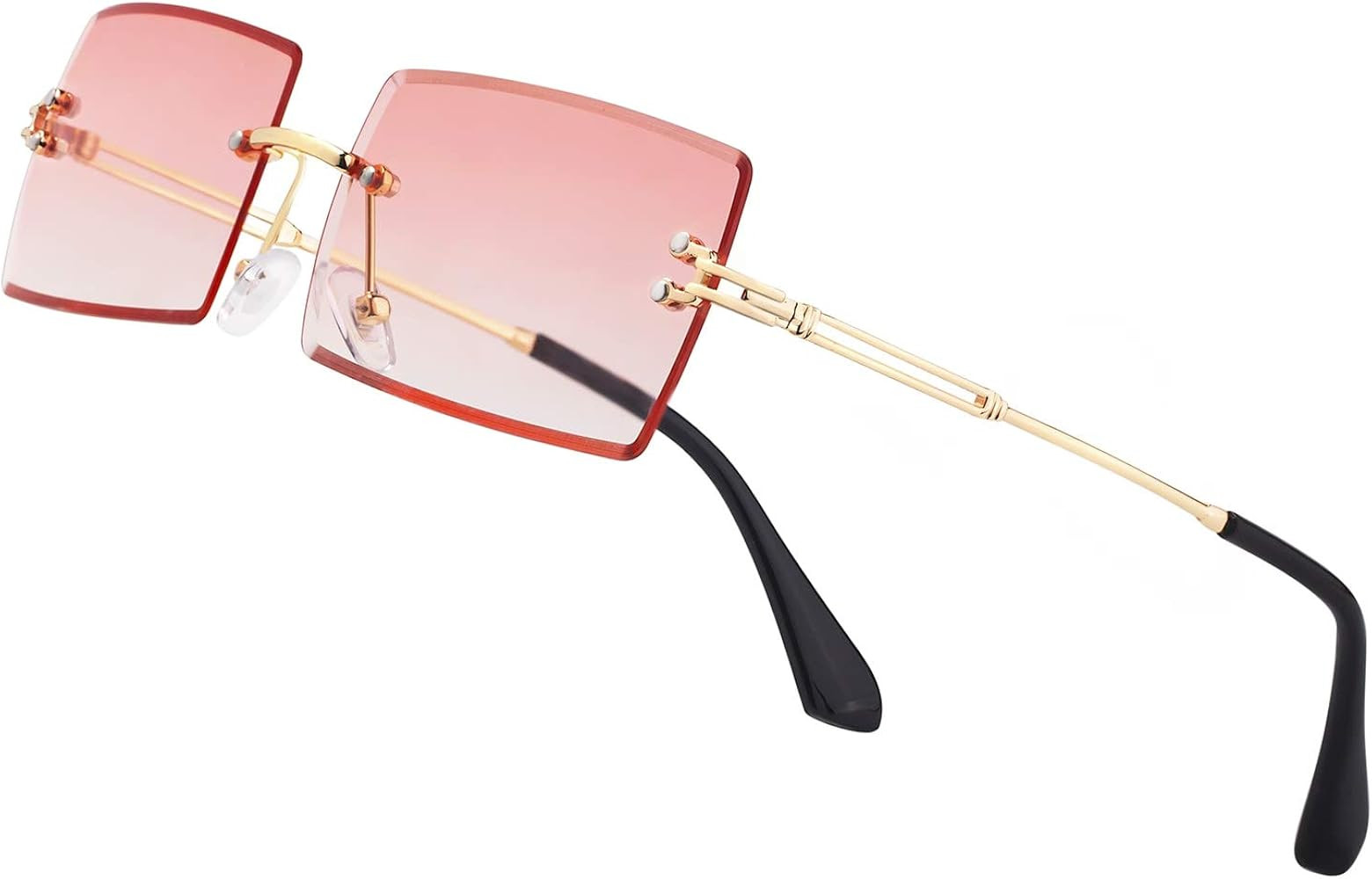 Stylish Small Rectangle Sunglasses Women Men Tinted Frameless Eyewear Ultralight Candy Color Ocea... | Amazon (US)