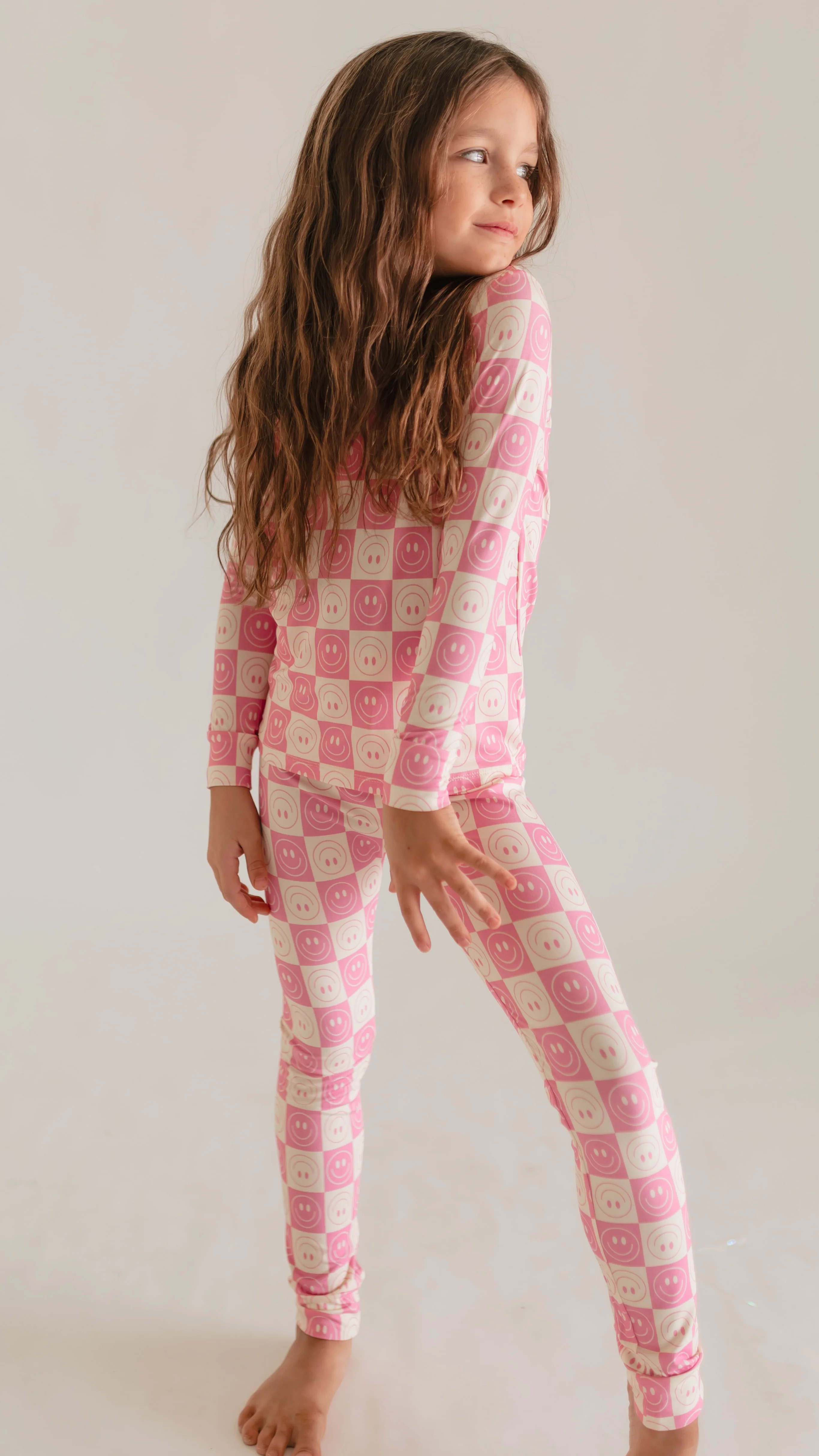 Youth Pajama Set in Checkered Smileys | Silks Design