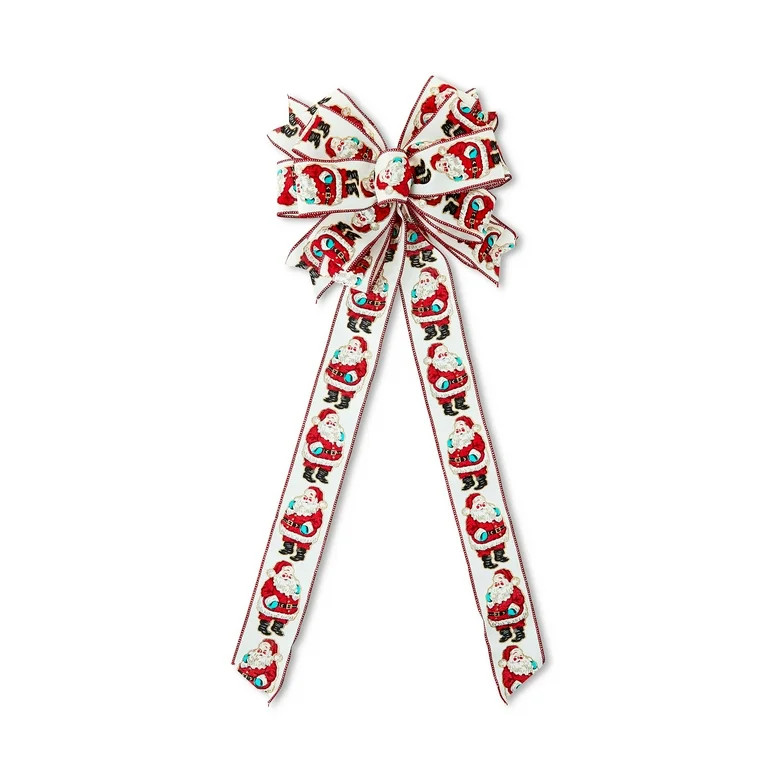 Red & White Full Body Santa Polyester Christmas Bow, 14 in, by Holiday Time | Walmart (US)