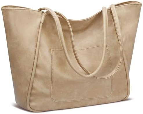 KKXIU Large Tote Bag for Women with Zipper Work Leather Travel Purse and Handbags | Amazon (US)